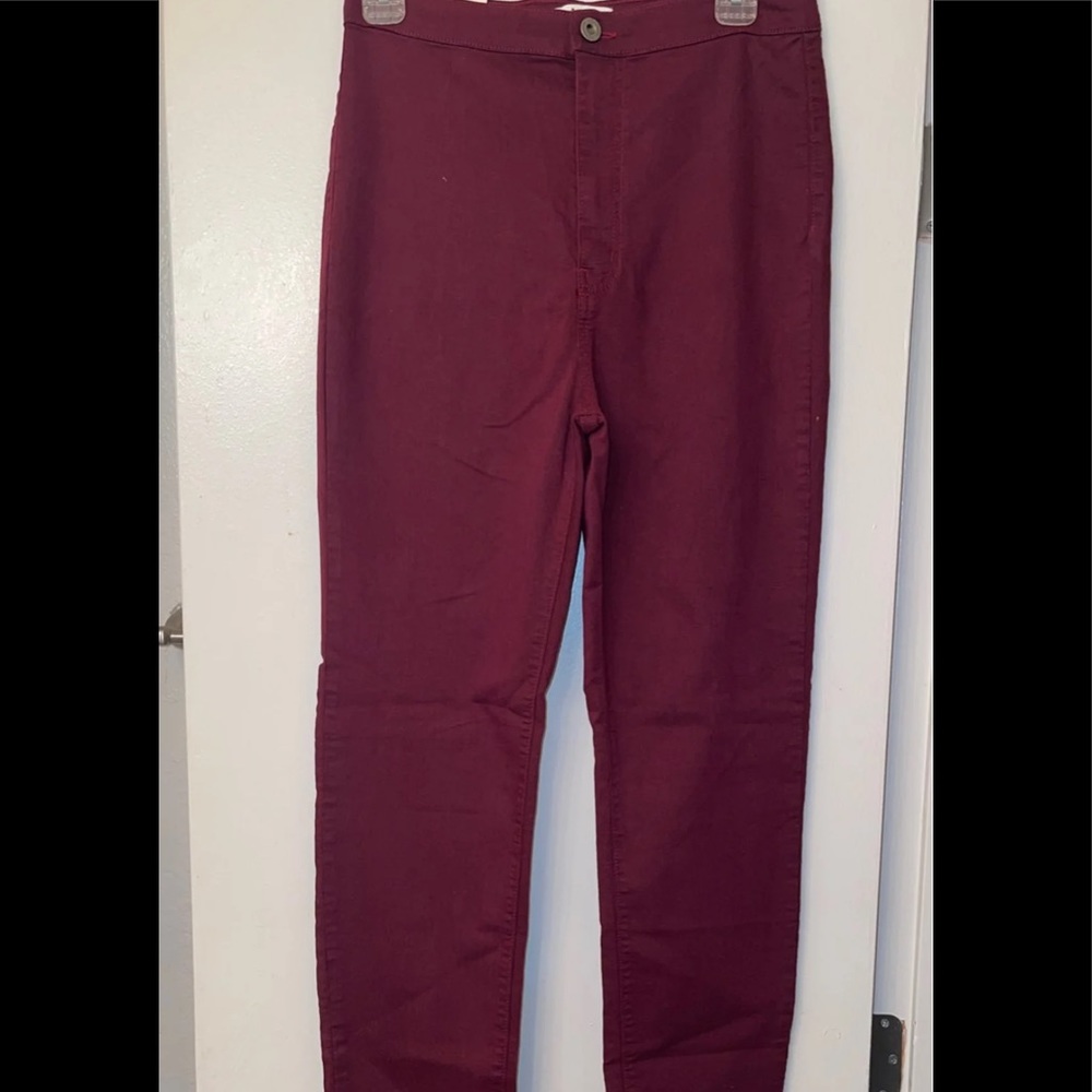 Aphrodite High Waisted Pants- Size/L Burgundy